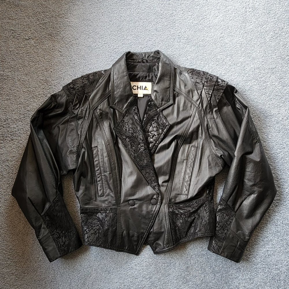 Vintage Chia Black Leather Jacket